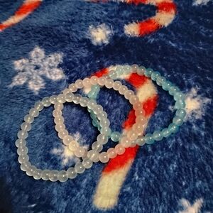 Handmade three piece pretty cute colorful light blue bracelet set